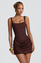 Cornessa Mini Dress - Plum Brown